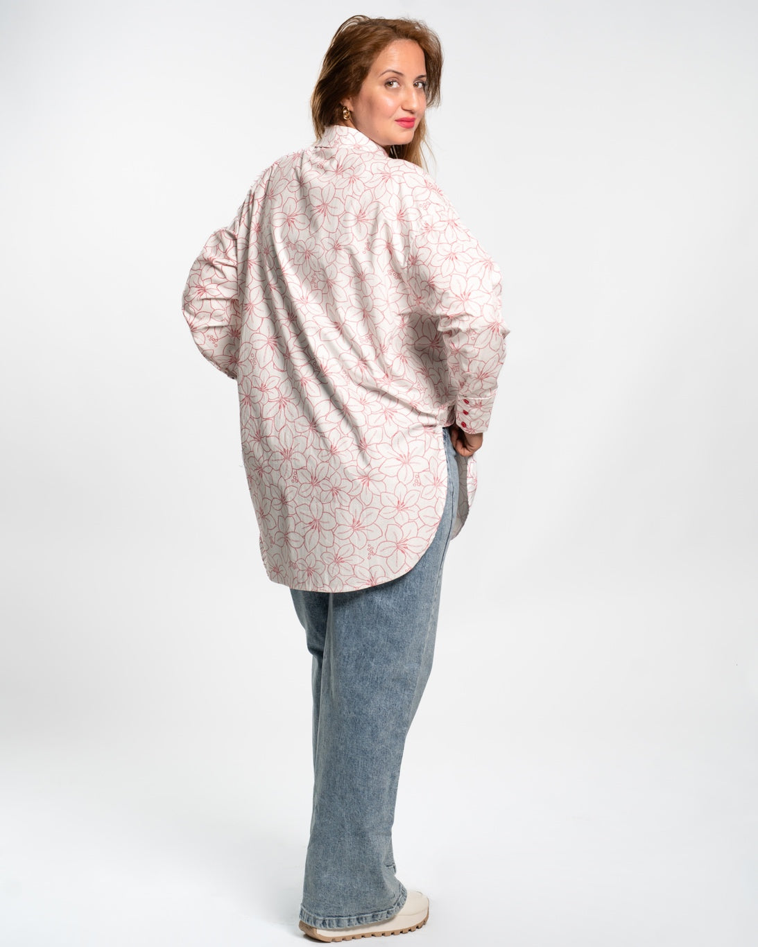 Chemise en popeline imprimée fleur