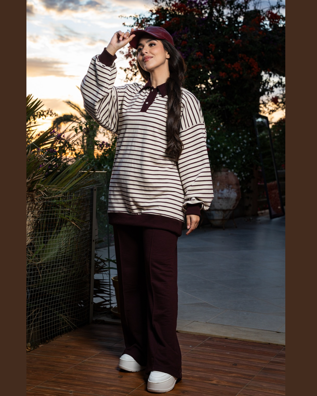 BURGUNDY STRIPED SET