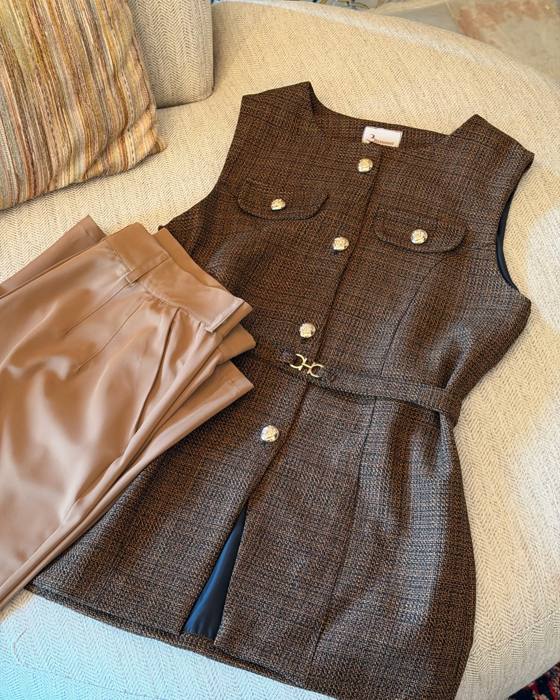 Veste en tweed sans manche