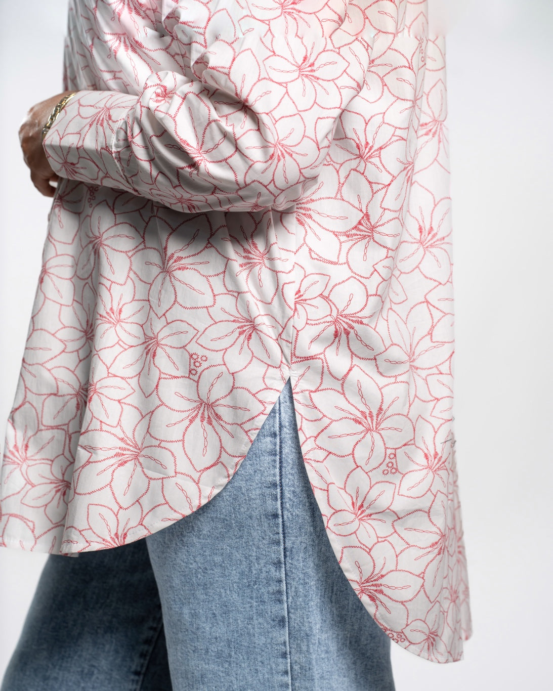 Chemise en popeline imprimée fleur