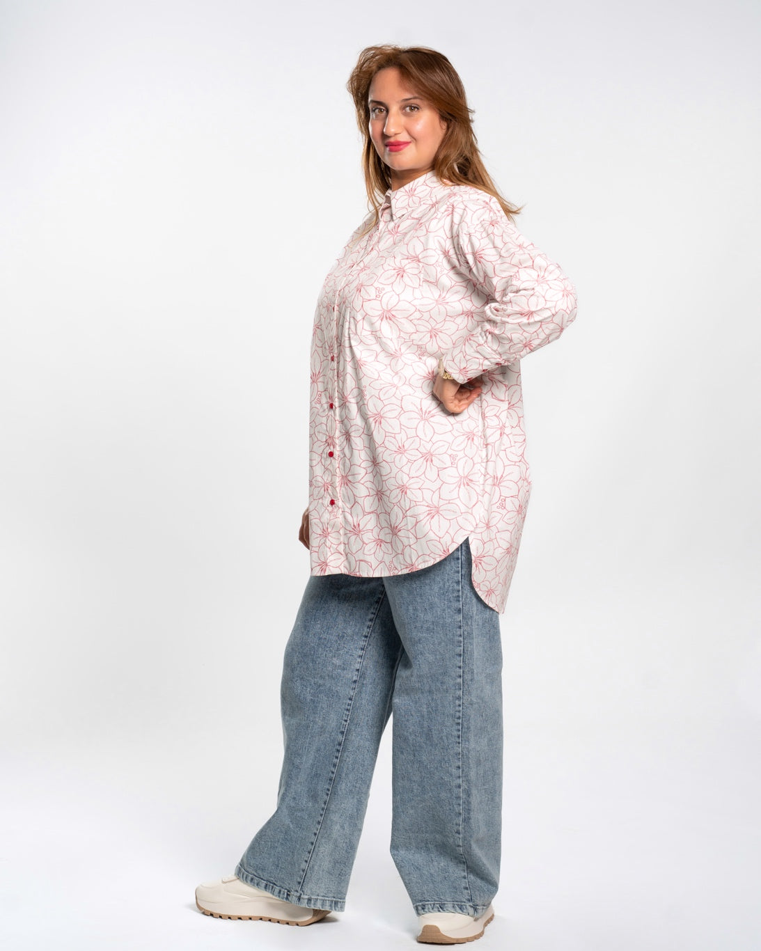 Chemise en popeline imprimée fleur