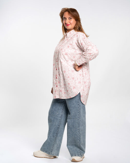 Chemise en popeline imprimée fleur