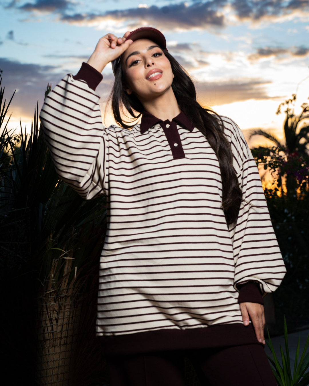 BURGUNDY STRIPED SET