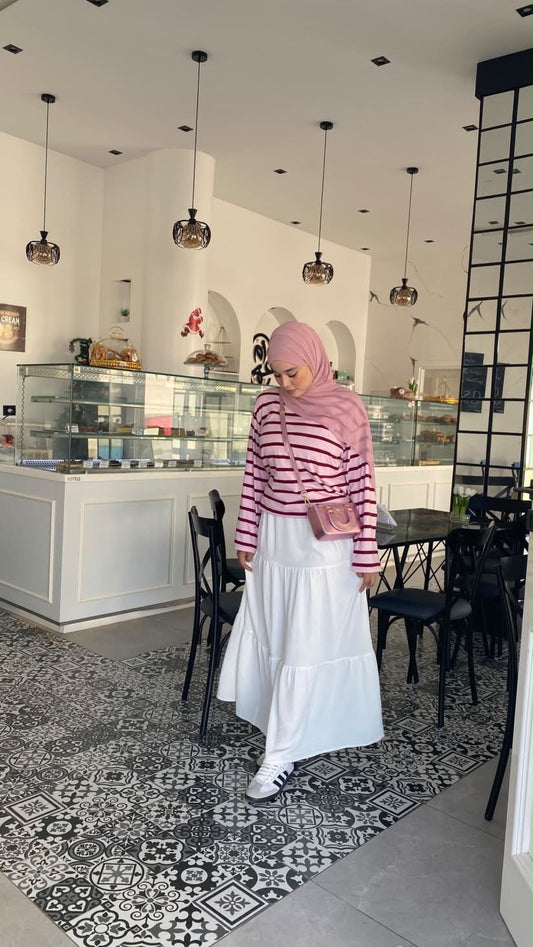 STRIPED TSHIRT MWL PINK/BURGANDY