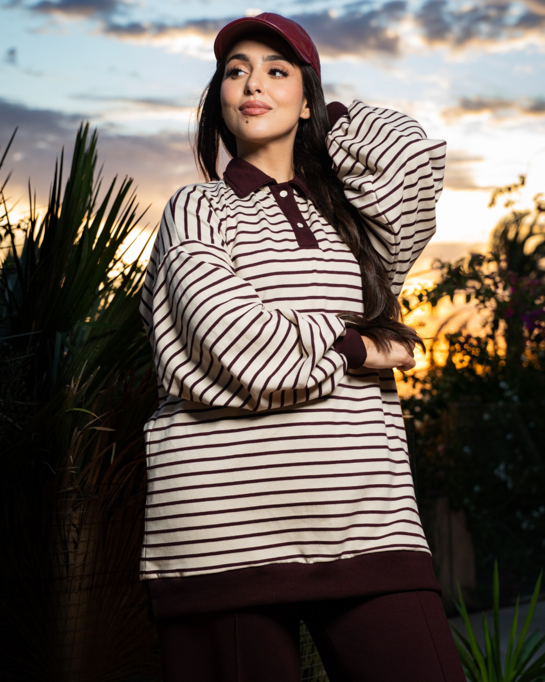 BURGUNDY STRIPED SET