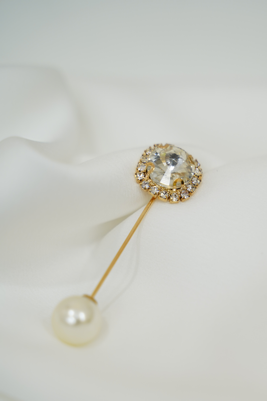 Broche diamant/perle pour foulard