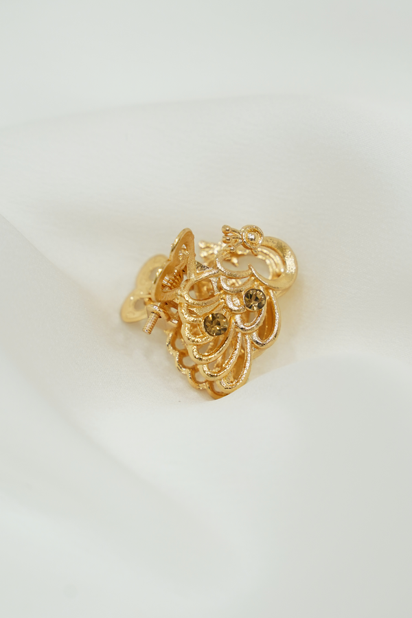 Pince à Foulard Vintage En Bronze - Bijou Broche Occasion - Accessoire Rétro Pour écharpe Ou Cheveux