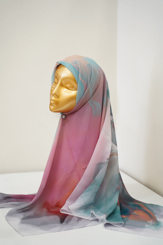 Foulard imprimé crepe chiffon