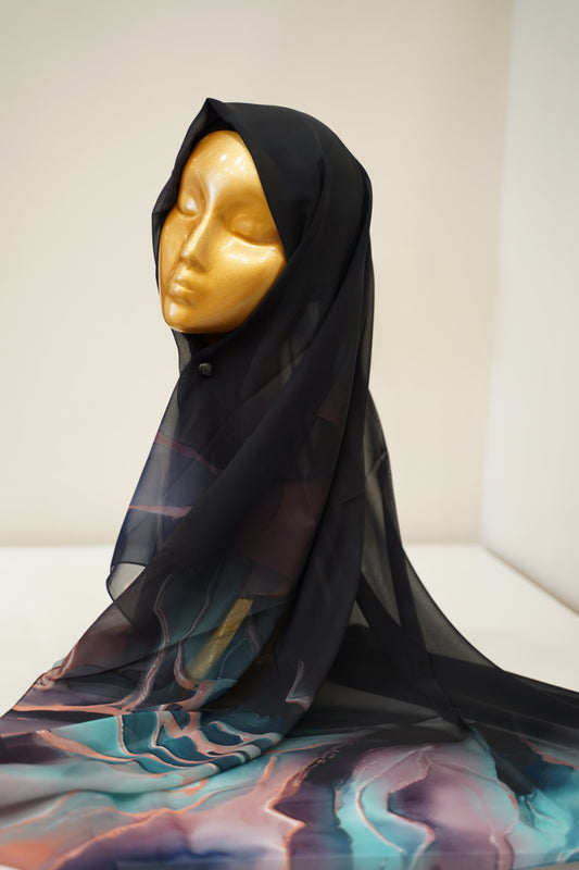 Foulard imprimé crepe chiffon