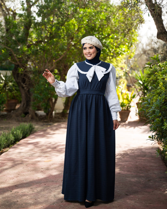 Robe Claudine blue&white