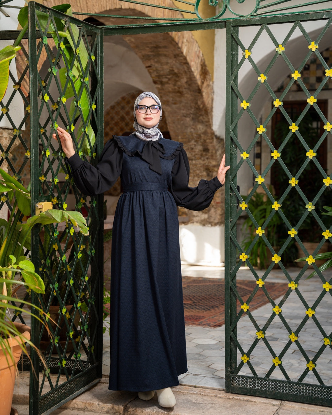 Robe Claudine Blue&Black
